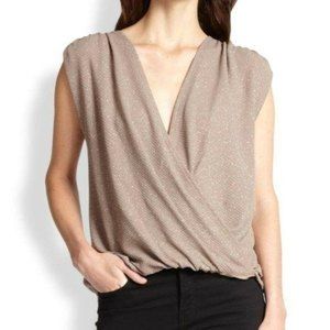 Alice + Olivia Lilah Metallic Surplice Tank Top XS